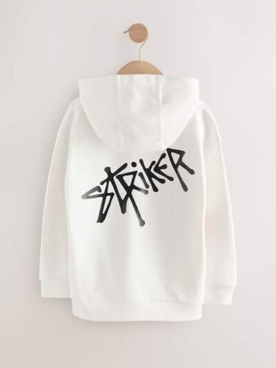 White Football Older Boys Graphic Print Hoodie