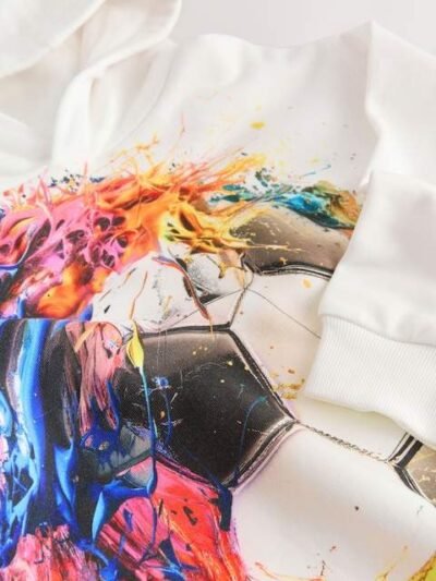 White Football Older Boys Graphic Print Hoodie