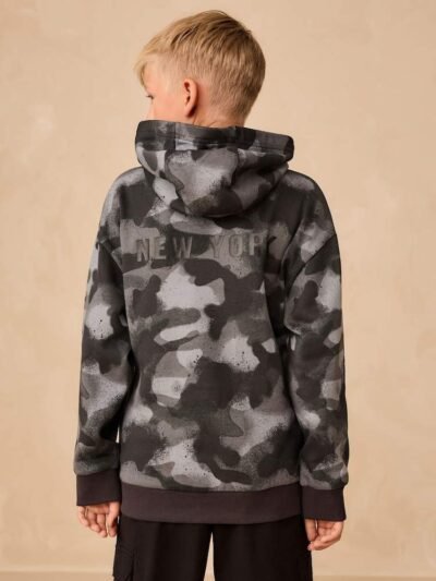 Mono Camo Older Boys Graphic Print Hoodie