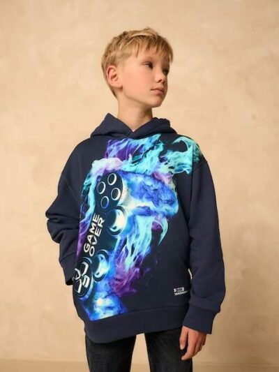 Navy Controller Older Boys Graphic Print Hoodie