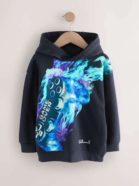 Navy Controller Older Boys Graphic Print Hoodie