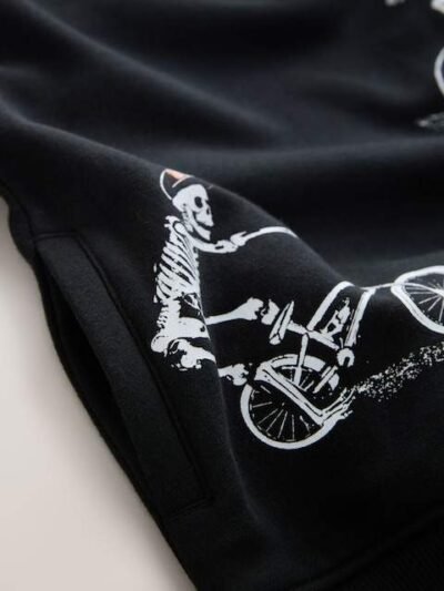 Black Skeleton Older Boys Graphic Print Hoodie
