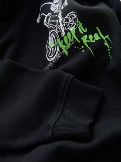 Black Skeleton Older Boys Graphic Print Hoodie