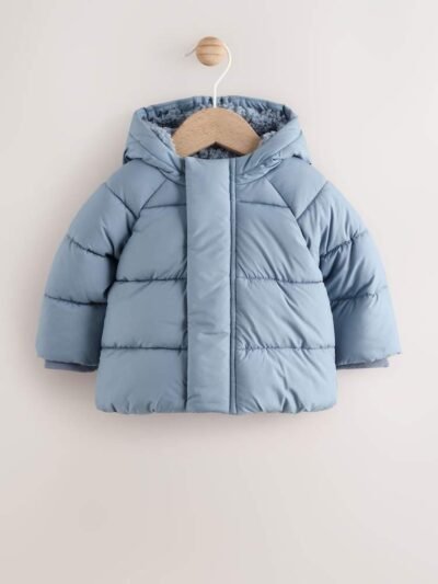 Blue Hooded Baby Puffer Jacket