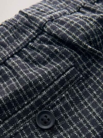 Black/Grey Pull On Smart Trousers