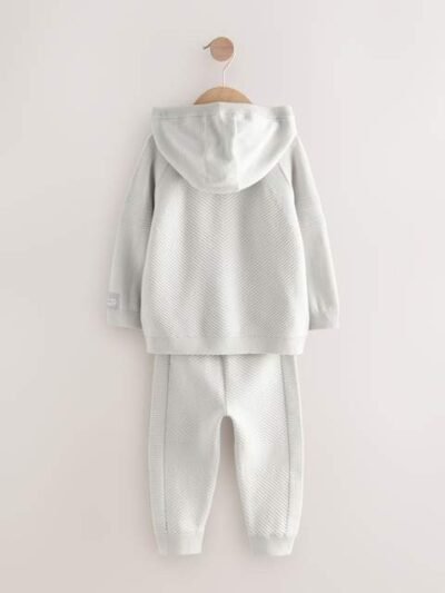 Light Grey Knitted Hoodie and Jogger Set