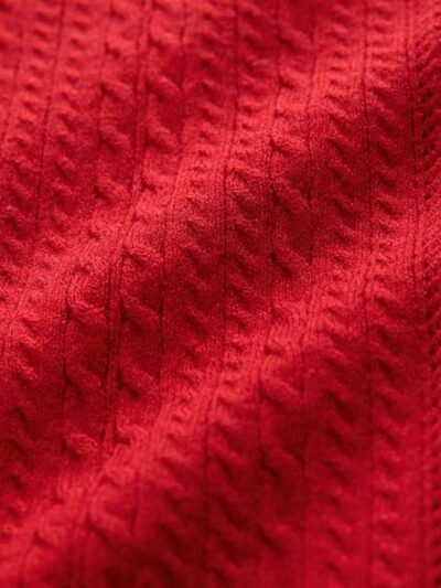 Red Cable Knit Polo Shirt