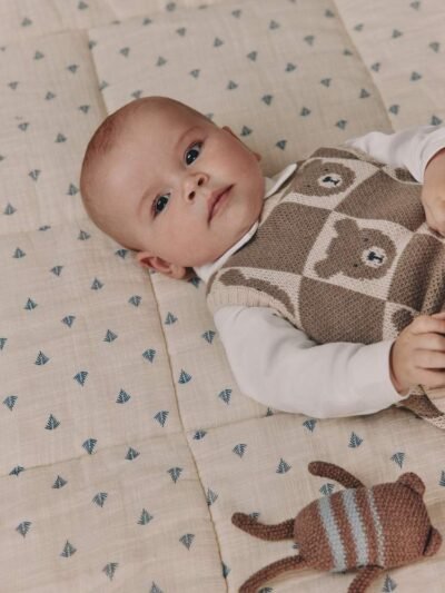 Neutral Bear Knitted Vest Shirt and Trouser Baby Set