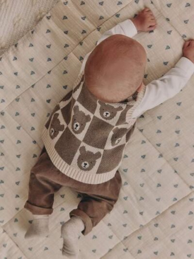 Neutral Bear Knitted Vest Shirt and Trouser Baby Set