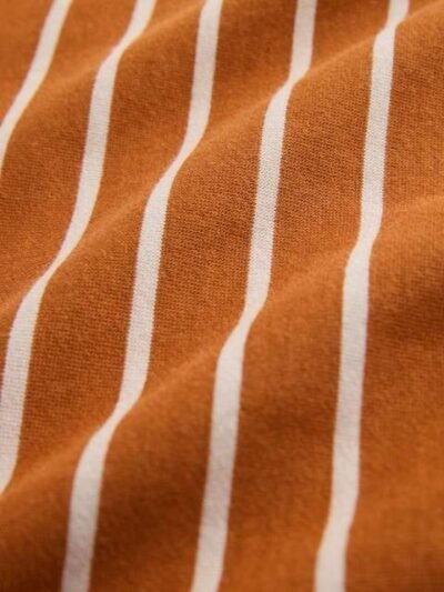 Tan Brown Ecru Stripe Bear All-Over Print Crew Neck Sweatshirt