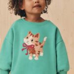 Green Cat Crew Neck Sweatshirt