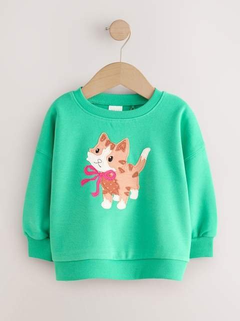 Green Cat Crew Neck Sweatshirt
