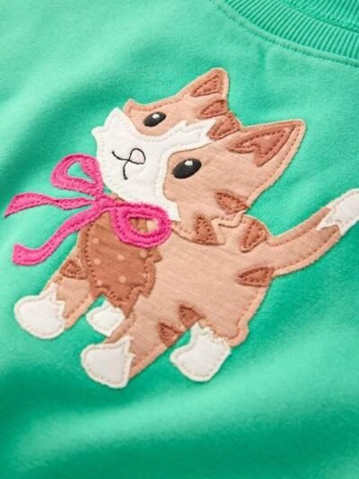 Green Cat Crew Neck Sweatshirt