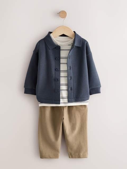 Navy Blue And Tan T-Shirt And Joggers 3 Piece Set