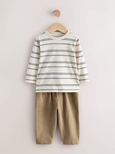 Navy Blue And Tan T-Shirt And Joggers 3 Piece Set