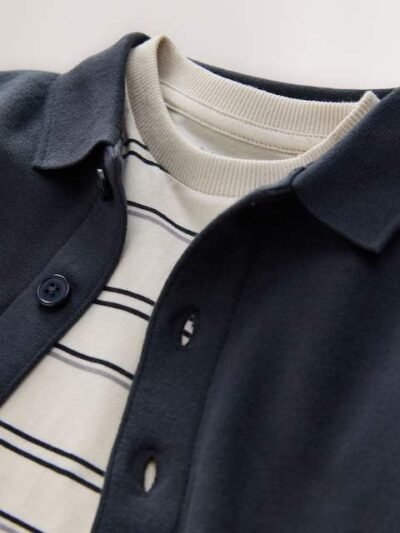 Navy Blue And Tan T-Shirt And Joggers 3 Piece Set