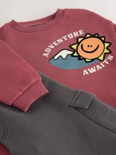 Burgundy Red Sweatshirt and Utility Joggers Set