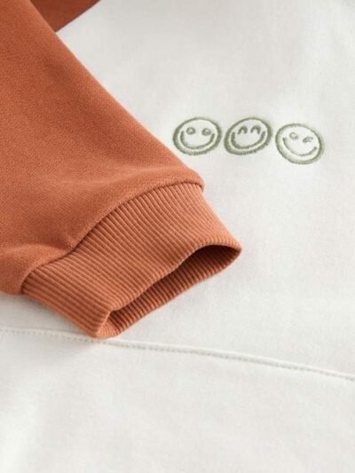 Ecru Off White and Charcoal Grey Colourblock Hoodie and Joggers Set