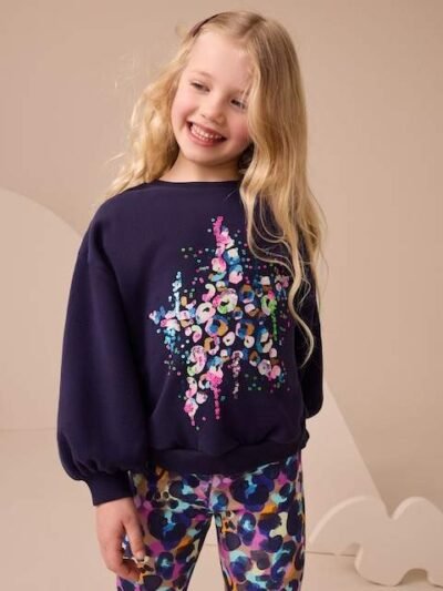 Navy Sequin Star Sweatshirt And Leggings Set