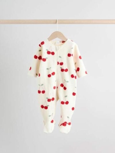 Red 2 Pack Micro Fleece Two Way Zip Baby Sleepsuits