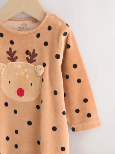 Brown Reindeer Baby Christmas Dress Up Sleepsuit
