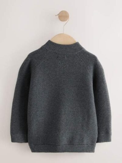 Charcoal Grey Zip Through Cardigan