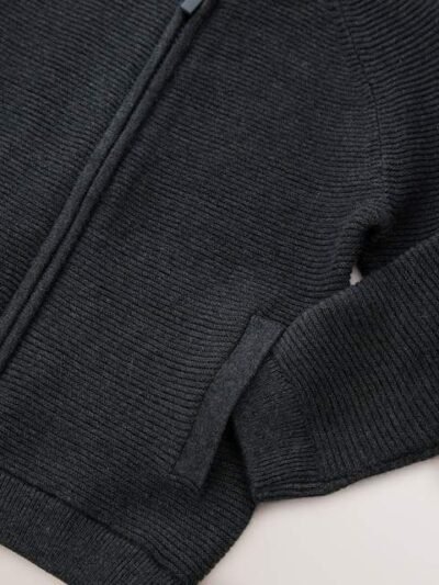 Charcoal Grey Zip Through Cardigan