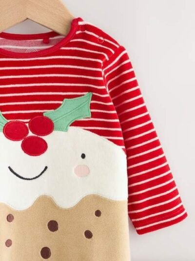 Brown Pudding Baby Christmas Dress Up Sleepsuit