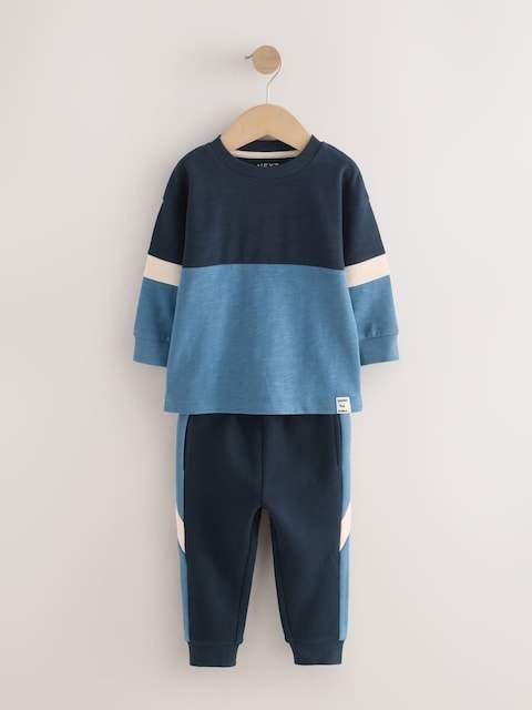 Blue/Navy Long Sleeve Soft Touch T-Shirt and Joggers Set