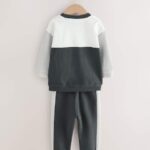 Black/White Long Sleeve Soft Touch T-Shirt and Joggers Set
