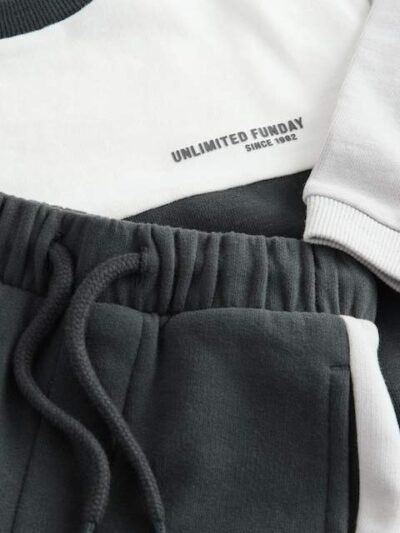 Black/White Long Sleeve Soft Touch T-Shirt and Joggers Set