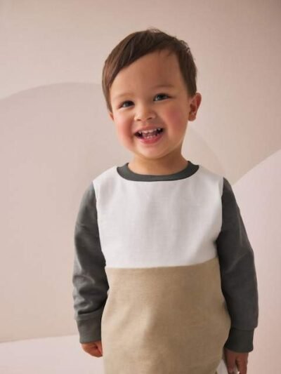 Neutral/Grey Long Sleeve Soft Touch T-Shirt and Joggers Set