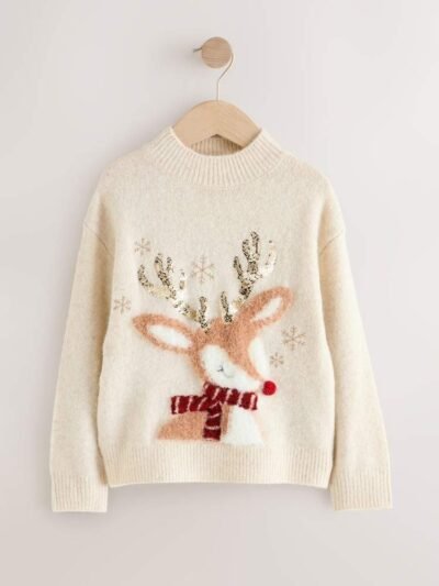 Ecru Reindeer Christmas Jumper