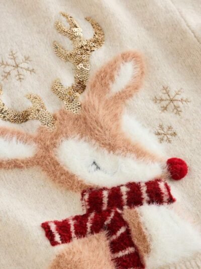Ecru Reindeer Christmas Jumper