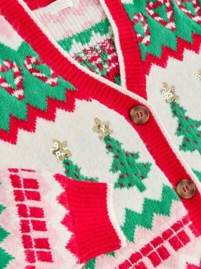 Red Christmas Tree Cardigan