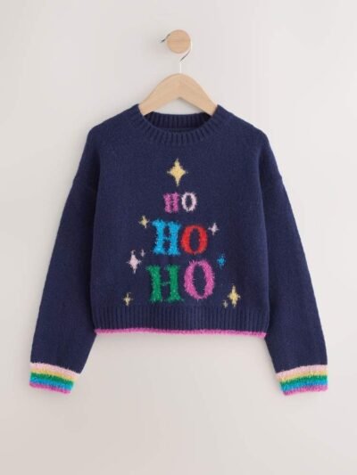 Navy Christmas Ho Ho Ho Jumper