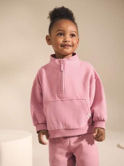 Rose Pink Quarter Zip Sweatshirt