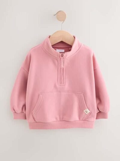 Rose Pink Quarter Zip Sweatshirt