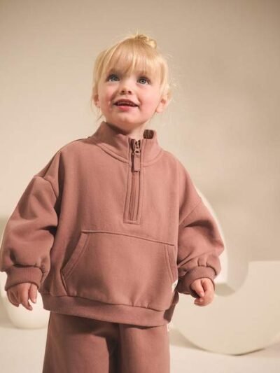 Mocha Brown Quarter Zip Sweatshirt