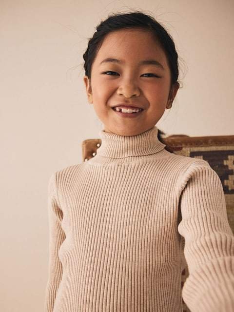Oatmeal Roll Neck Knit Jumper