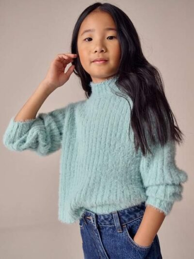 Teal Blue Fluffy Jumper