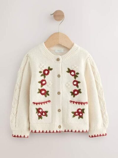 Ecru Floral Print Cardigan