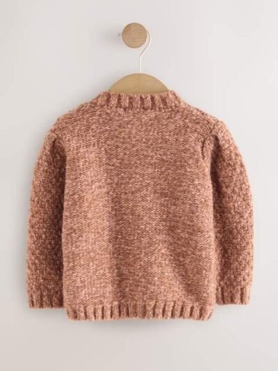 Chocolate Brown Chunky Knit Bobble Cardigan