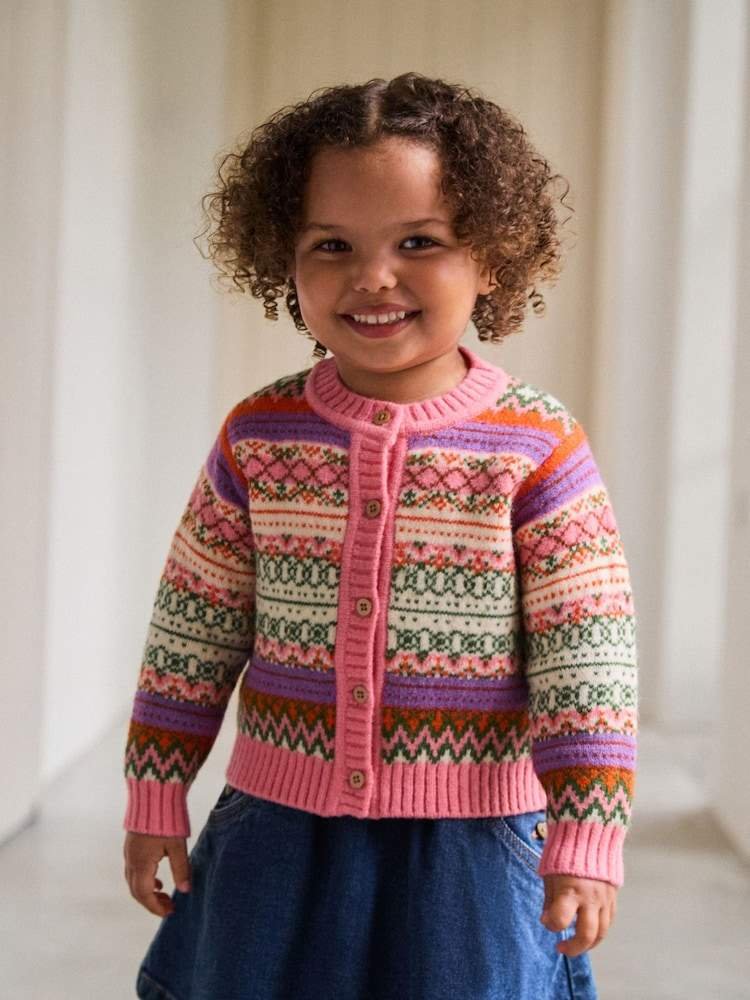 Pink Fairisle Pattern Cardigan