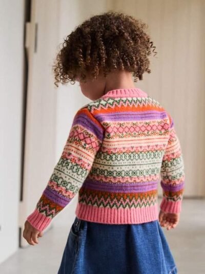 Pink Fairisle Pattern Cardigan