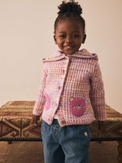 Pink Rainbow Bear Hooded Cardigan