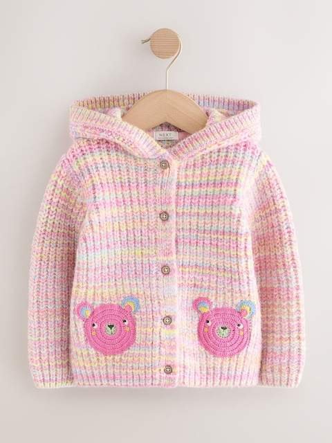 Pink Rainbow Bear Hooded Cardigan