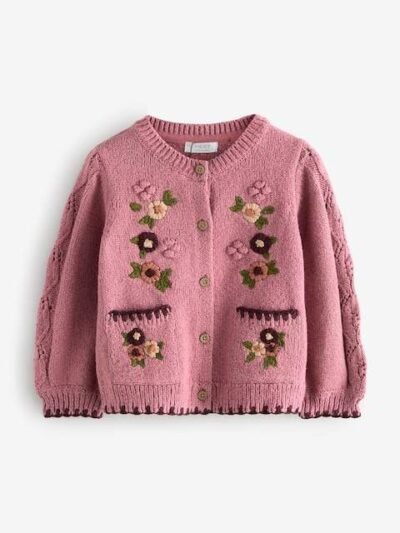 Pink Floral Print Cardigan
