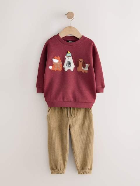 Red Single Sweatshirt and Joggers Set