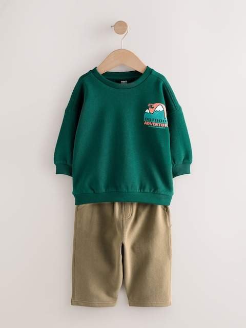 Green Sweatshirt and Utility Joggers Set
